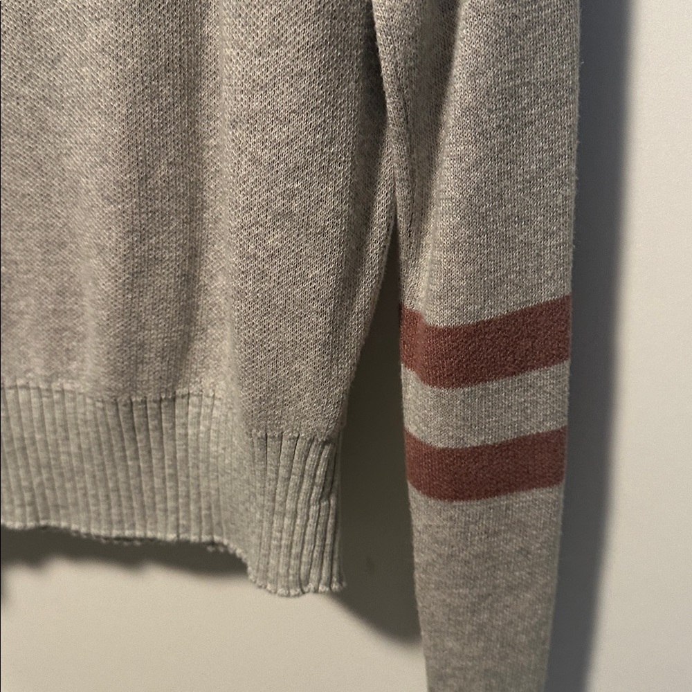 La La Von Gray Knit Sweater with arm stripes. Size large. - Picture 3 of 4